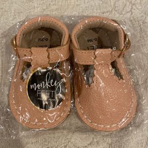 New Monkey Feet blush pink t strap shoes 0-3 month